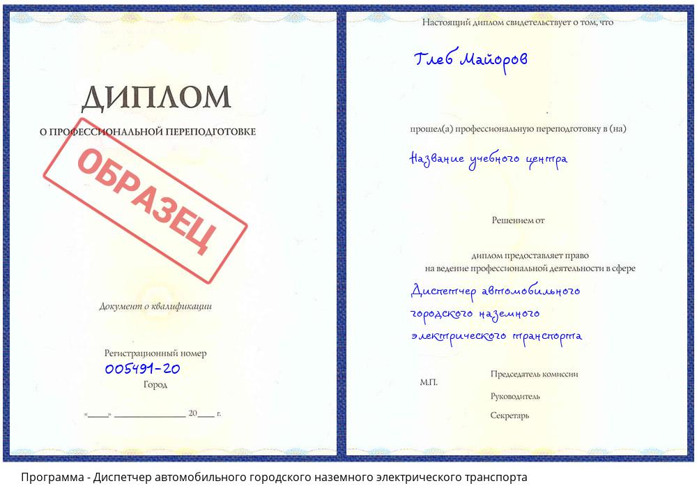 Диспетчер автомобильного городского наземного электрического транспорта Набережные Челны