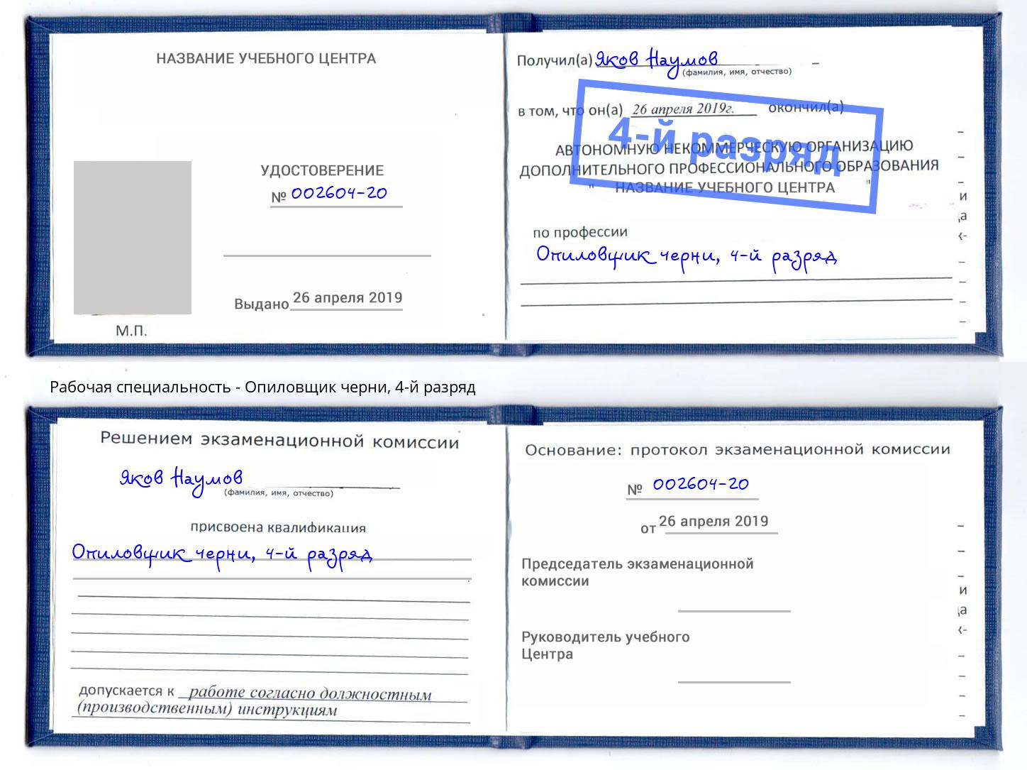 корочка 4-й разряд Опиловщик черни Набережные Челны