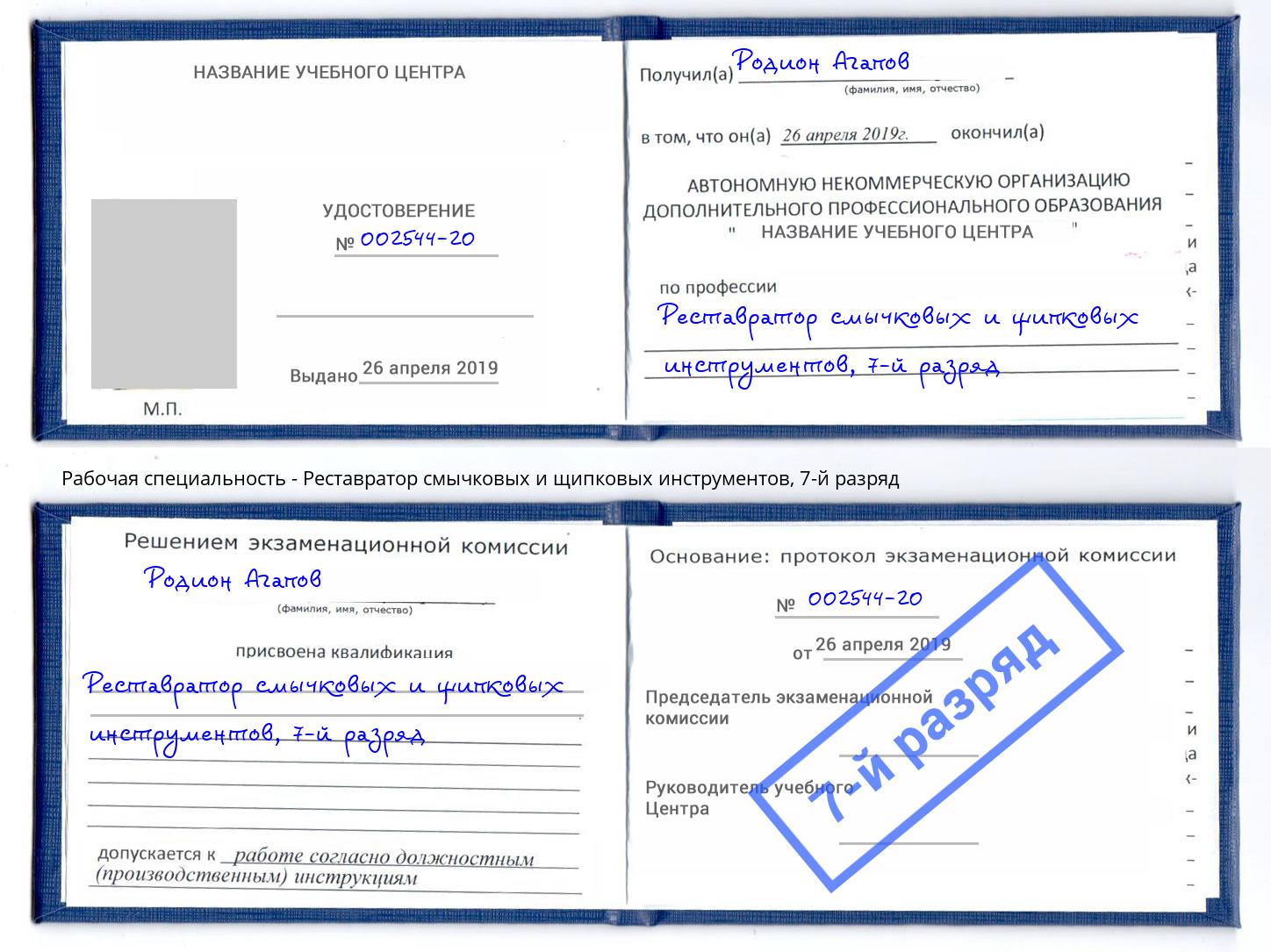 корочка 7-й разряд Реставратор смычковых и щипковых инструментов Набережные Челны