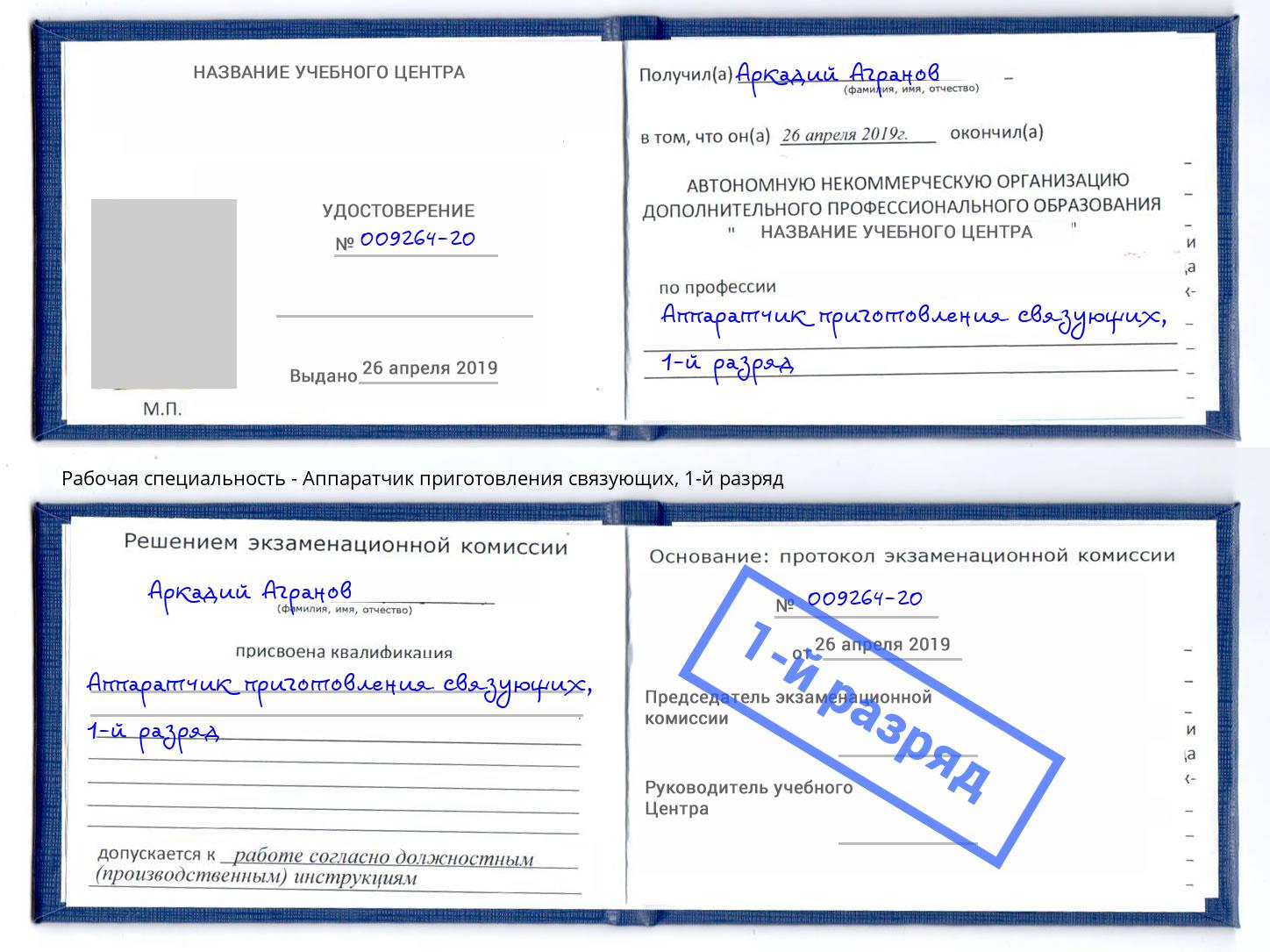 корочка 1-й разряд Аппаратчик приготовления связующих Набережные Челны
