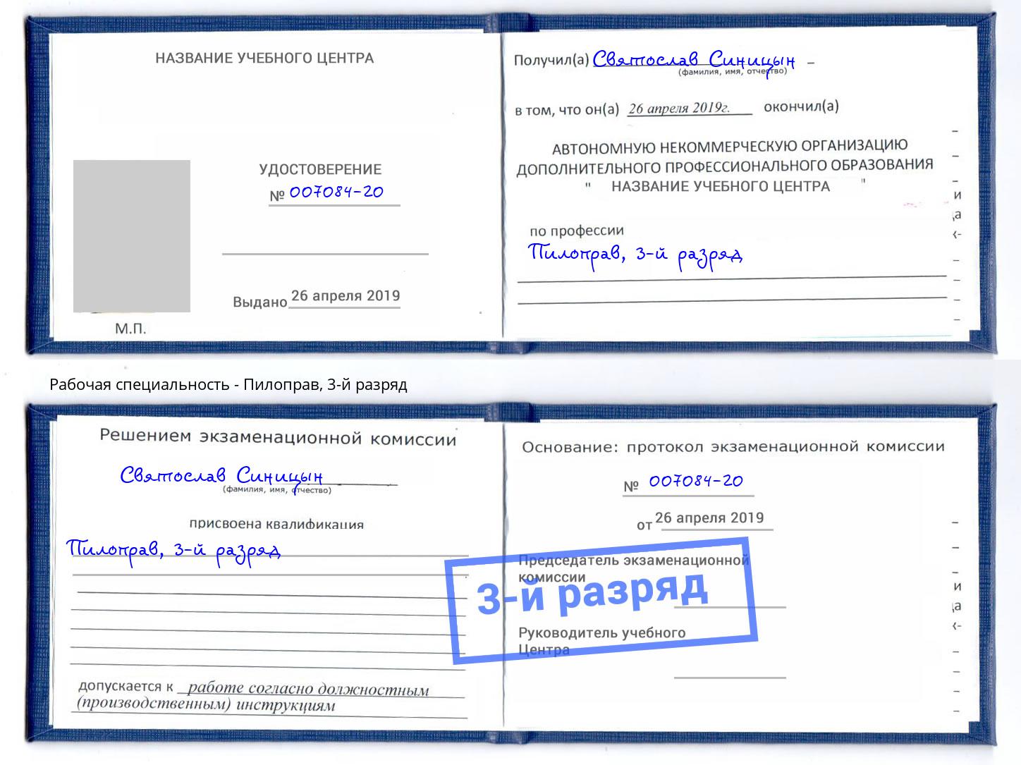 корочка 3-й разряд Пилоправ Набережные Челны