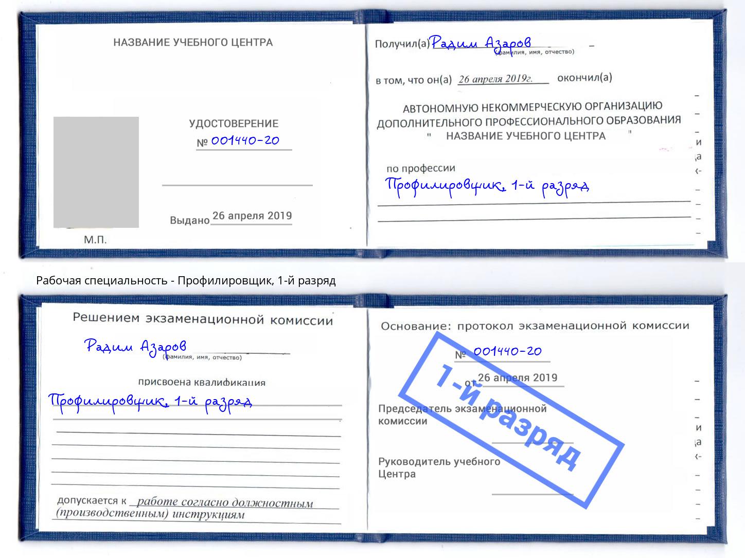 корочка 1-й разряд Профилировщик Набережные Челны